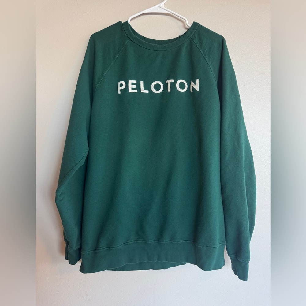 Peloton Lightweight Embroidered Sweatshirt Women's XXL Green Crewneck USA Made